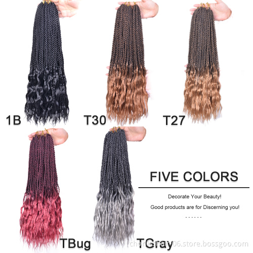 Wholesale 18inch Ombre Blonde 2 strands End Curly Dreadlock Handmade Soft Crochet Braids Hair Synthetic Braiding Hair Extension